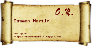 Ossman Martin névjegykártya